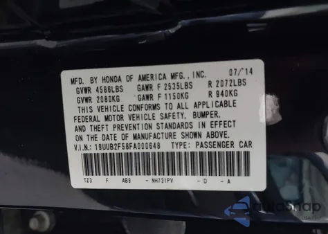 2015 Acura Tlx V6 Tech from USA, damaged, VIN 19UUB2F58FA000648